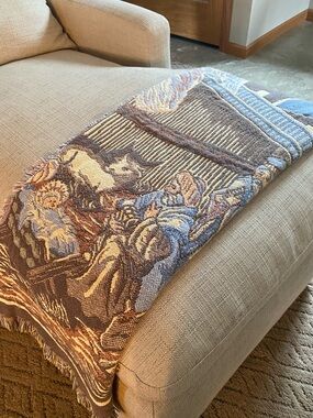Vintage Goodwin Weavers Nativity Throw Blanket